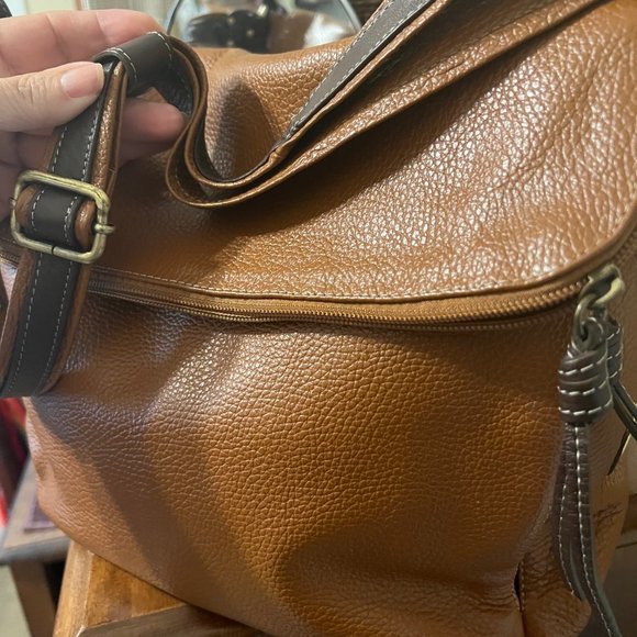 Vera Pelle Avorio-Large Leather Italian Leather Purse-Shoulder Bag-Tan/Brown - Picture 5 of 6